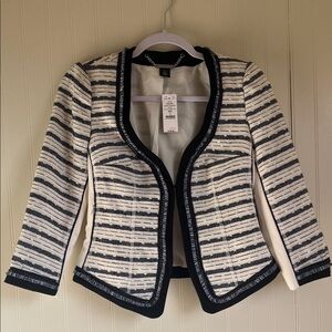 White House Black Market Striped Blazer - Black and Cream